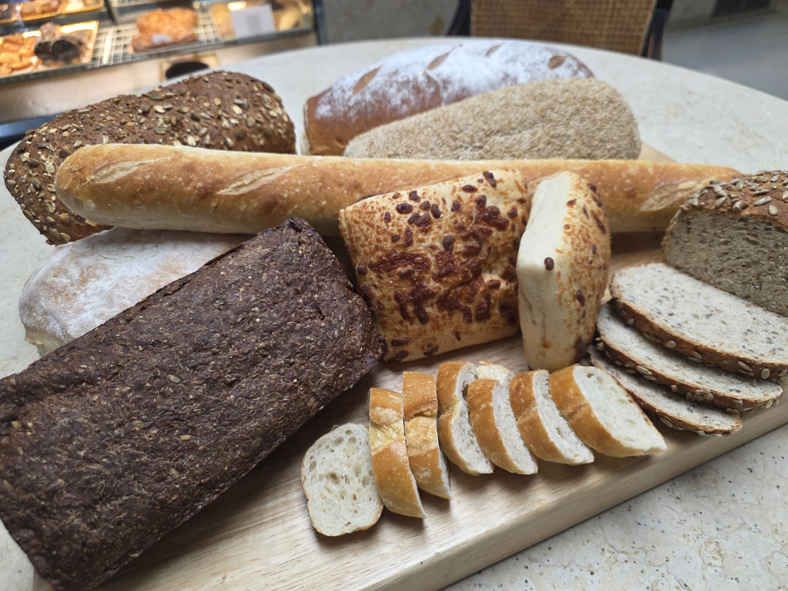 view of baked bread on jute